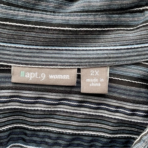 Striped grey-blue shirt, silver stripes, 3/4 sleeves - Picture 3 of 4